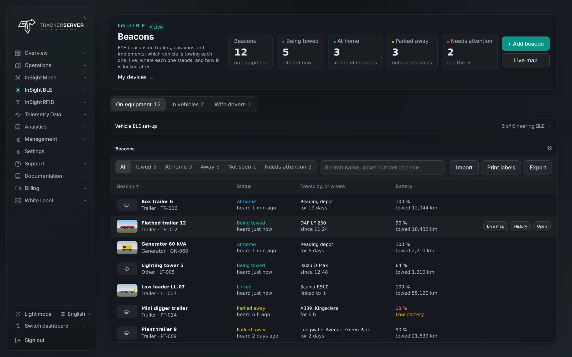 Trackerserver — InSight BLE, the register of beacons on equipment